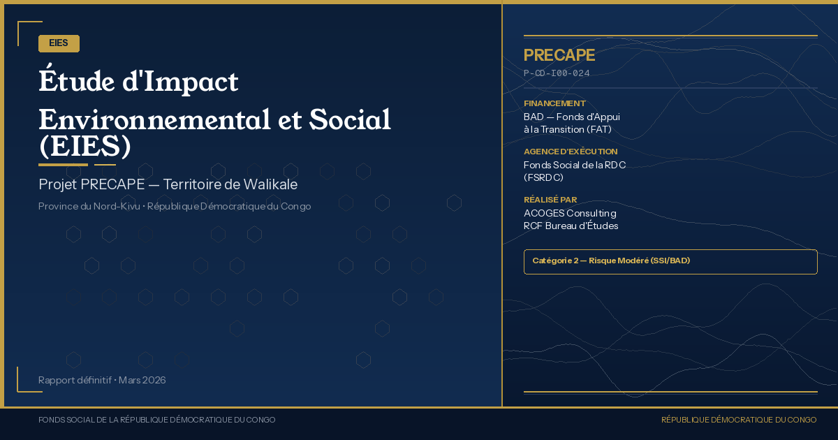 Étude d'Impact Environnemental et Social (EIES) du PRECAPE - Territoire de Walikale